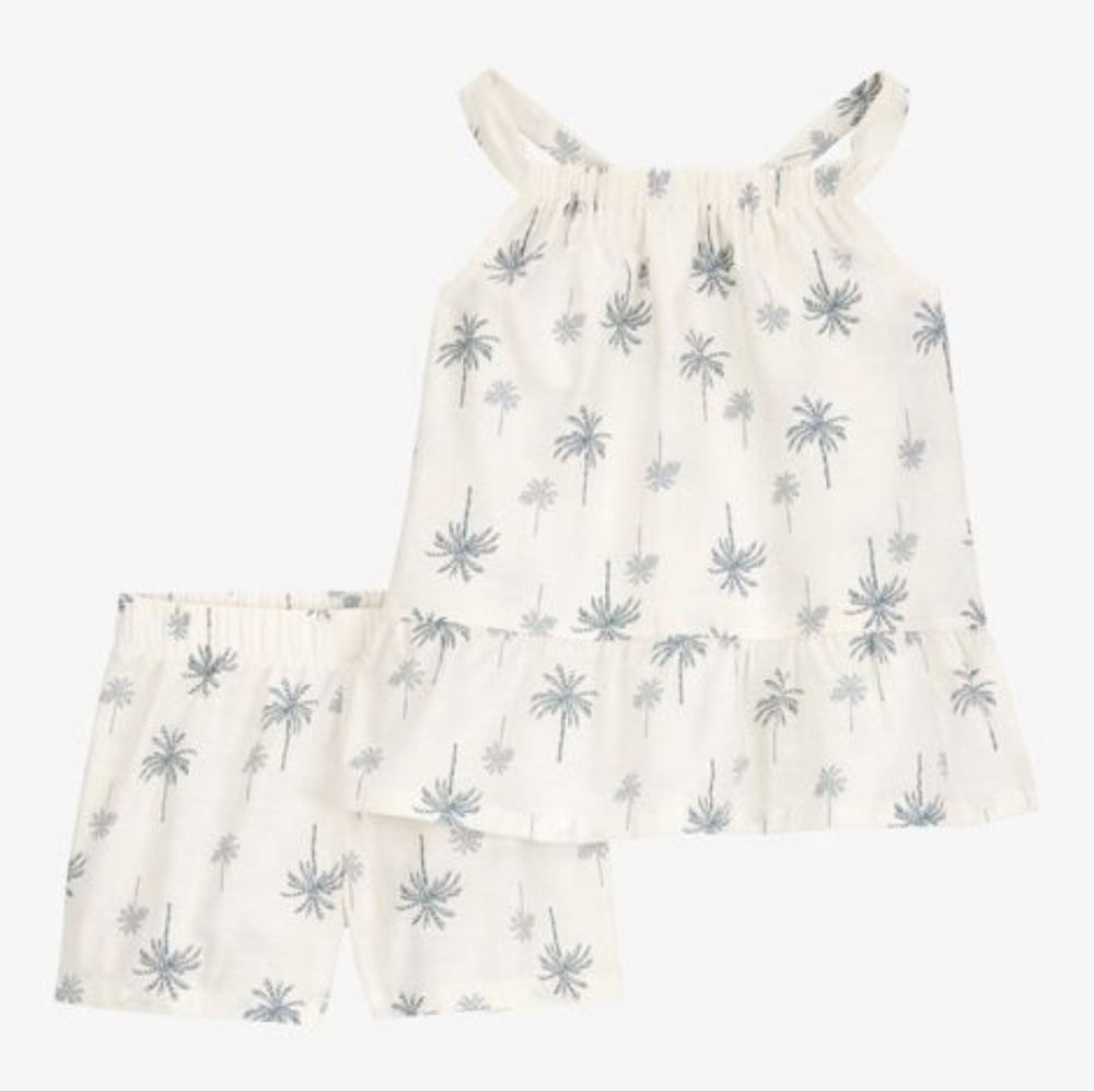 Carters Baby 2-Piece Palm Tree Floral Set Tropical  Ivory NWT 12M